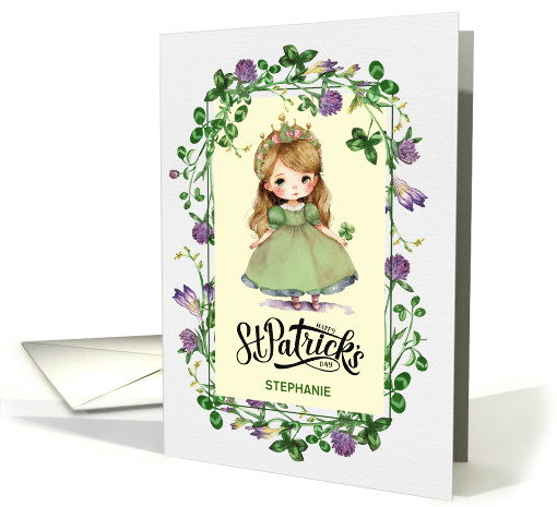 Happy St. Patrick's Day Cute Little Irish Princess Custom Name card