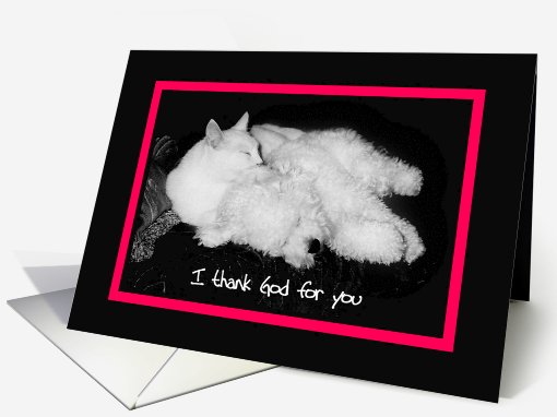 I thank God for you - Happy Birthday - Cat & Dog card (611675)