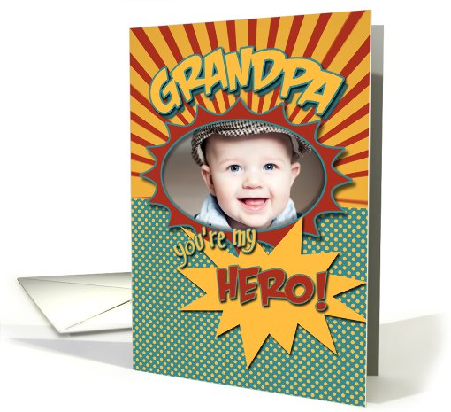 Happy Birthday Comic Book Hero Grandpa Photocard card (931488)