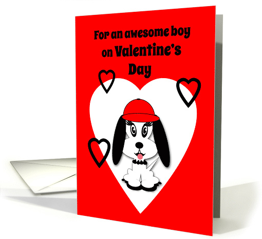 Kids Valentine's Day Cute Dog with Red Baseball Cap card (1201404)