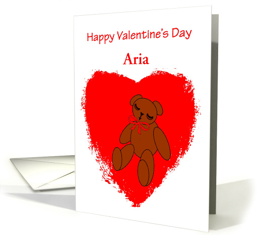 Custom Name Baby's Valentine's Day Bear in Red Heart card (1352108)