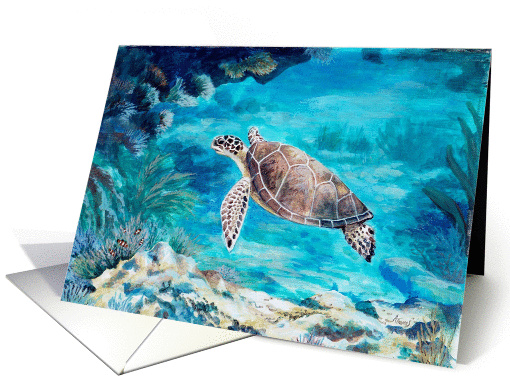 Artist Painting of an endangered Sea Turtle card (1034057)