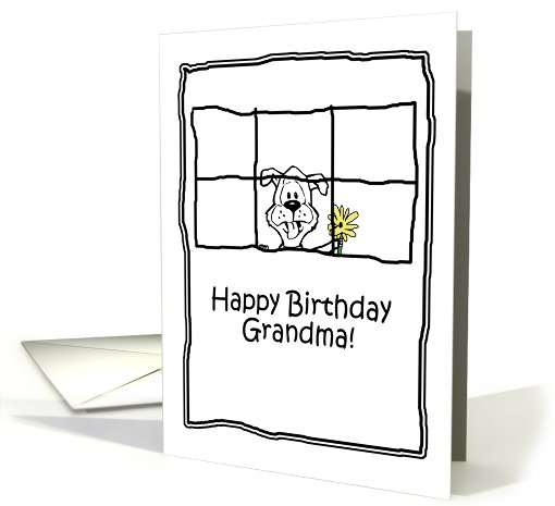 Birthday Grandma Grandmother Dog Flowers card (645760)