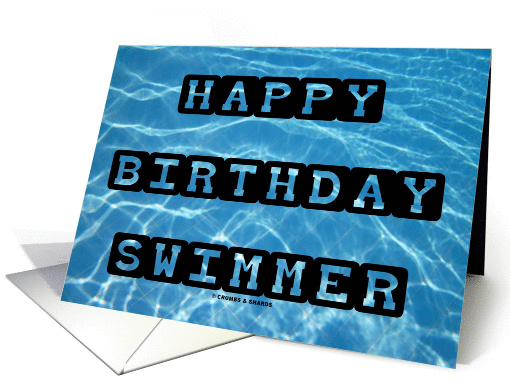 Happy Birthday Swimmer (Pool Water Azure Blue Background) card