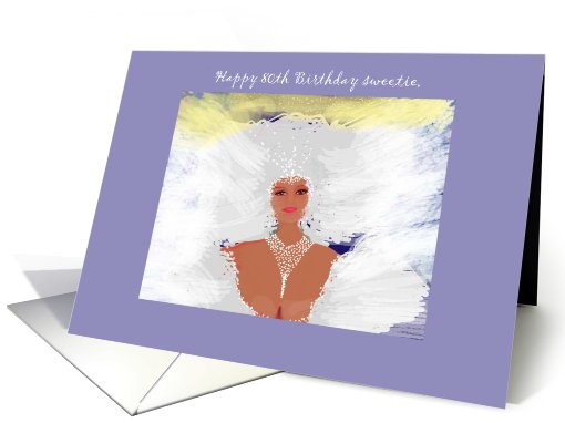Les Vegas showgirl happy 80th birthday card (641125)