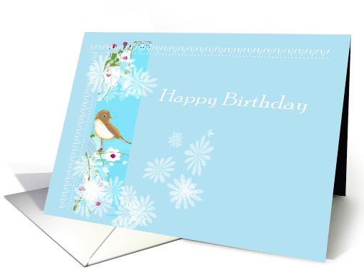 Happy Birthday, little bird on sky blue card (654010)