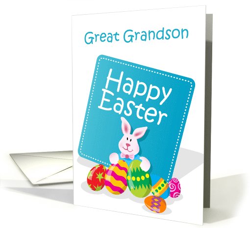 Happy Easter  Great Grandson Bunny with Eggs card (767374)