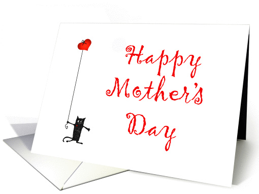 Happy Mother's day, crazy cat and love-heart.from son card (1371076)