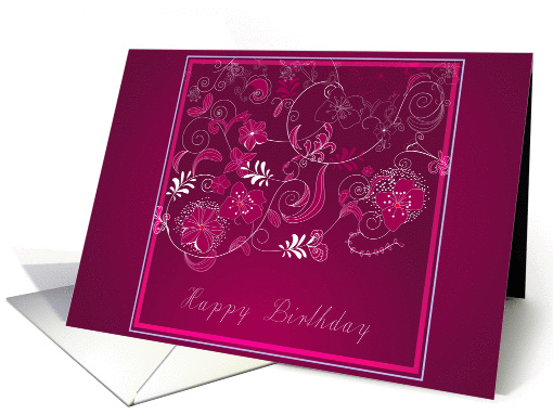 Happy Birthday beautiful purple flowers card (614022)