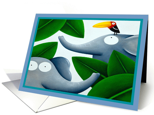Thank you for being there - elephant and a toucan bird card (1427746)