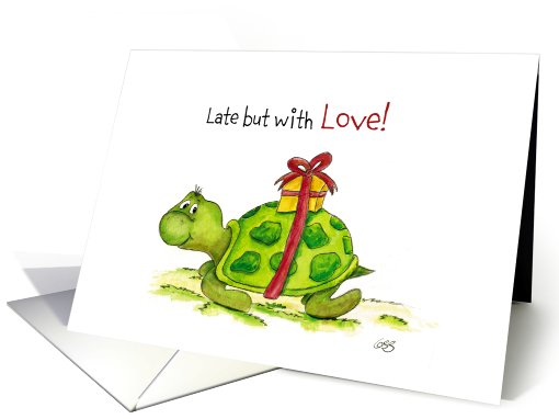 Belated Birthday Late Turtle with Gift 636676