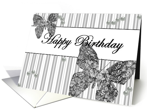 Happy Birthday, Pearls and Butterflies card (656800)