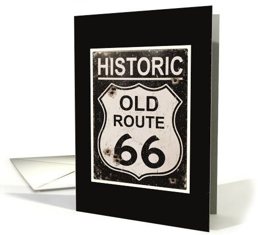 Black and White, Vintage Route 66 Birthday Sign card (1412590)
