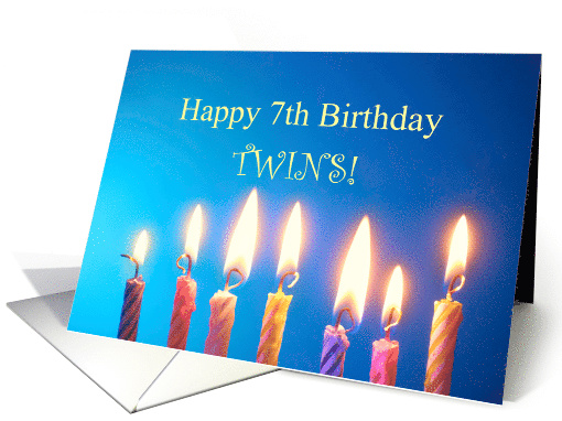 7th Birthday for Twins, Lit Candles card (1747544)