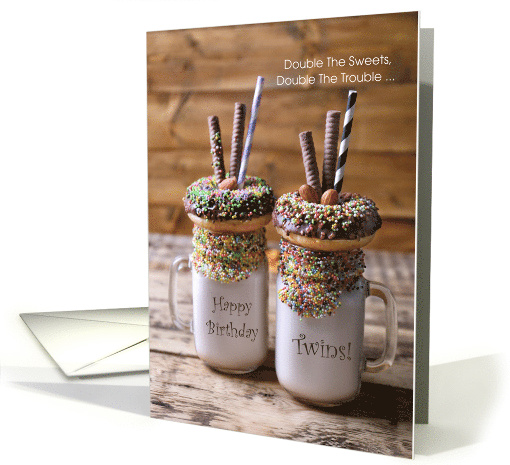 Sweet Treats, Donuts, Drink, Birthday Card for Twins card (1747562)