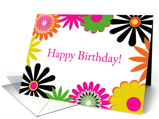 Happy Birthday! Colorful flowers card (649643)