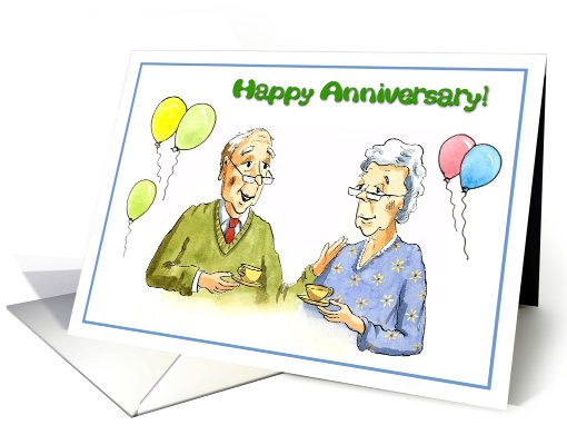 Happy Anniversary, elderly couple card (655825)
