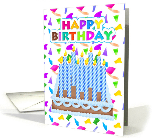 Happy Birthday - masculine - cake, lots of blue candles card (1091668)