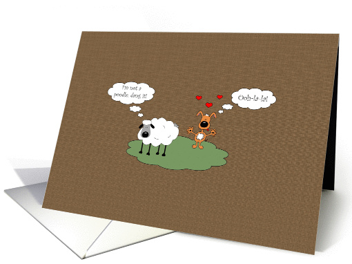 Sheep & Puppy Dog, Hearts, Funny Birthday card (1073400)