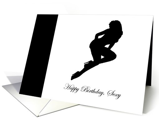 Happy Birthday, Sexy Woman Silhouette in Black card (669510)
