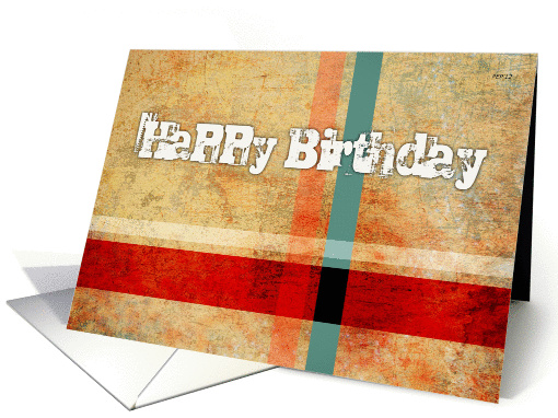 Happy Birthday Card, Textured Grunge Stripes card (937614)