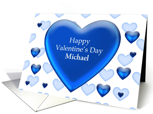 Custom Name Valentine Blue Hearts card (1355326)