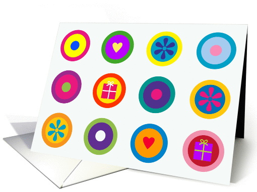 Bright Circle Icons Grid Birthday card (942269)