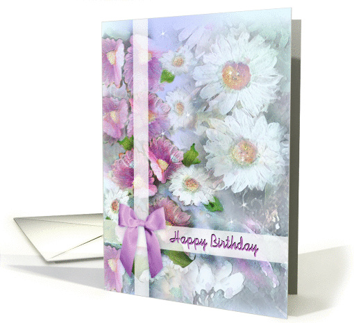 Pink and White Daisies, Happy Birthday card (1042397)