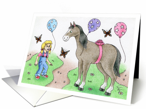 Birthday Horse and Girl card (838729)