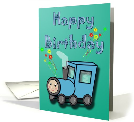 Cute Cartoon Train Boy's Birthday card (737451)