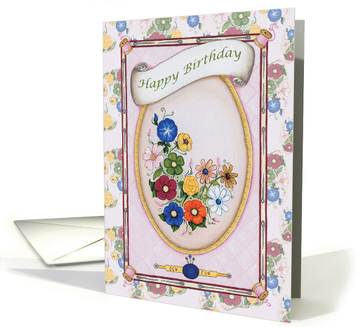 Birthday Floral with Sewing Notions card (1039671)