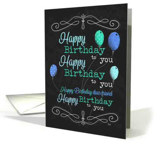 Birthday Balloons Chalk Art card (1513348)