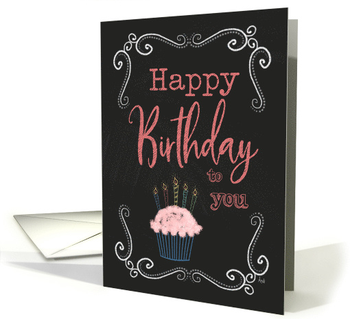 Birthday Cupcake Chalk Art card (1513360)