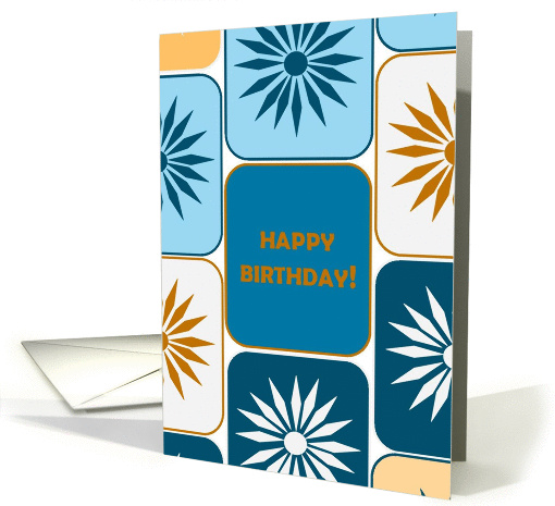 Happy Birthday Neighbor! Stylish Blue and Gold Flowers card (885896)