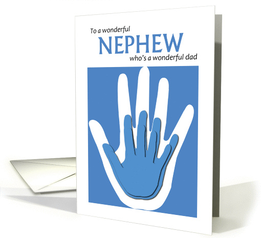 Father's Day for Nephew with blue handprints card (1004547)