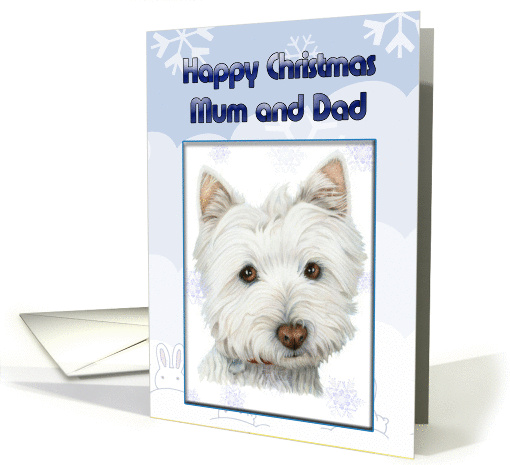 Happy Christmas Mum and Dad Card, with Cute Westie Dog card (849475)