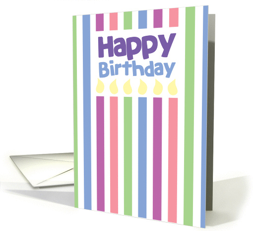 Happy Birthday plain stripes and candles card (846930)