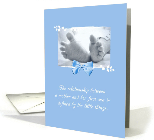First Baby Boy Congratulations Blue Baby Feet Printed Bow card