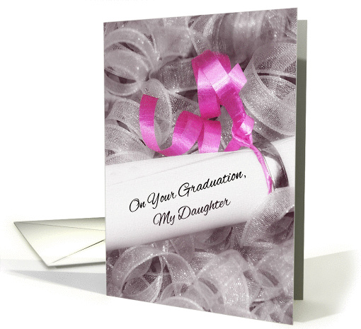 Girly Graduation Congratulations For Daughter With Pink Ribbon card