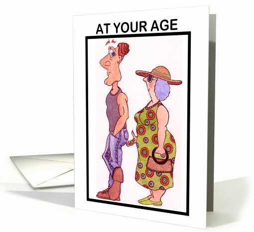 go crazy on your birthday - older lady grabs young guy's butt card