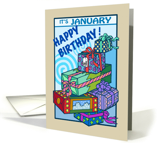 January Birthday - Presents card (827156)
