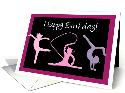 Happy Birthday for girl - Female gymnast cats perform gymnastics card
