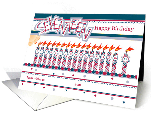 Happy 17th Birthday, Cake with 17 Candles card (838234)