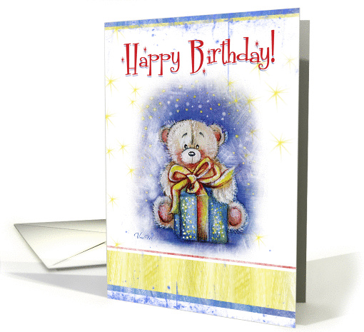 Happy Birthday-White teddy bear with gift card (835394)