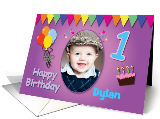 Happy 1st Birthday Photo Card with Name card (925495)