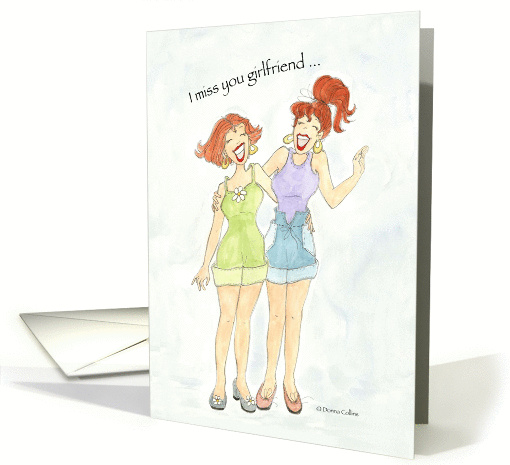 Miss you Girl Friend, Two Girls Laughing card (871303)