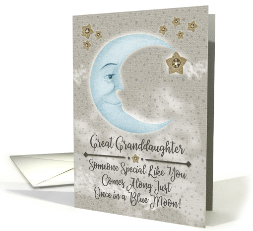 Great Granddaughter Birthday Blue Crescent Moon and Stars card