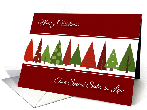 Merry Christmas for Sister in Law - Festive Christmas Trees card