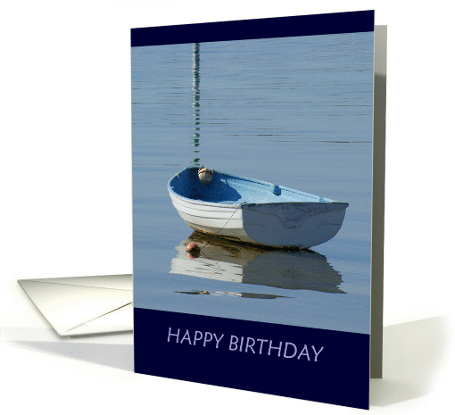 Birthday, Blue and White boat card (883595)