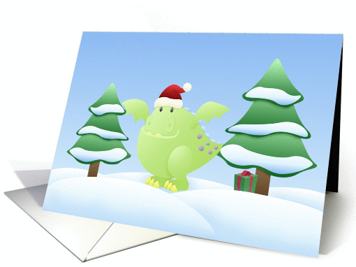 Green Dragon Monster Holiday Scene card (886544)